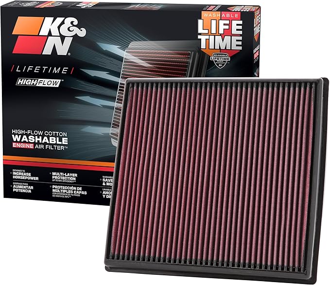 K&N High-Flow Original Lifetime Engine Air Filter: Increase Power: Premium, Washable: Compatible with 2008-2019 BMW: (See Product Description for Select Models) 33-2428