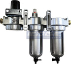 Three Stage Air Drying System - Air Particulate Filter, 0.01 Micron Coalescing Filter & Air Pressure Regulator Modular Combo Semi Automatic Drain, Poly Bowl (1/4" NPT)