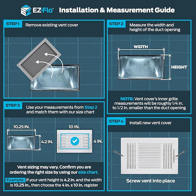 EZ-FLO 14 x 6 Inch (Duct Opening) Return Air Vent Cover for Wall or Ceiling, Solid Steel Return Air Grille, HVAC Vent Cover, White, 61628