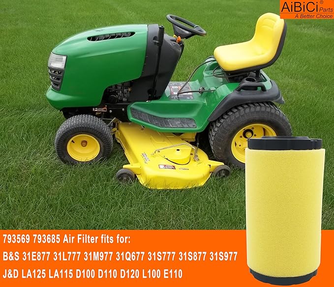 793569 Air Filter Compatible Briggs and Stratton 793685 Craftsman John-Dere GY21055 MIU11511 for B&S 18.5hp 19.5hp 20hp 21hp Enginee 42" 46" Husqvarna LA125 D120 Lawn Mower Tractor Pack of 2
