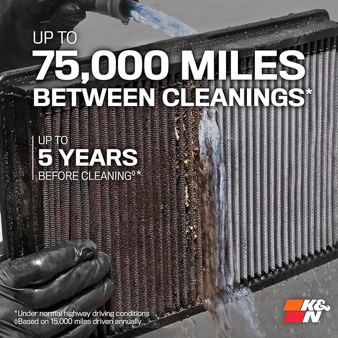 K&N High-Flow Original Lifetime Engine Air Filter: Increase Power: Premium, Washable: Compatible with 2016-2025 Buick/Chervolet/Cadillac: LaCrosse, Regal, XT4, Malibu, 33-5049