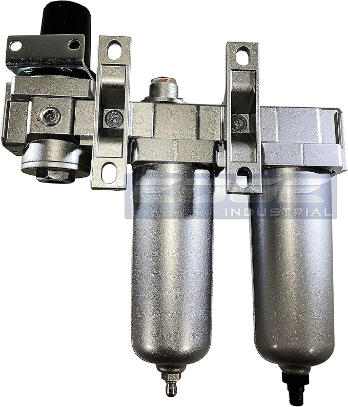 INDUSTRIAL RATED Three Stage Air Drying System - Air Particulate Filter, 0.01 Micron Coalescing Filter & Air Pressure Regulator Modular Combo 3, Metal Bowl (3/4" AUTO DRAIN)