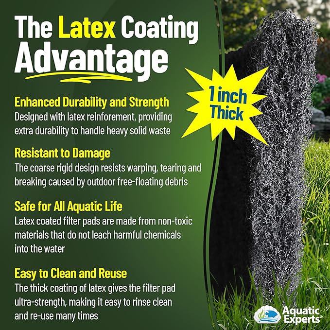 Aquatic Experts Classic Koi Pond Filter Pad COARSE – Black Bulk Roll Pond Filter Media, Rigid Ultra-Durable Latex Coated Fish Pond Filter Material US, (18" x 36")
