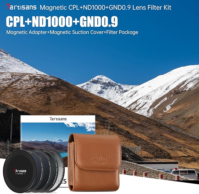 7artisans Nano Magnetic Filter UV Filter ND Light Reduction Filter/CPL Polarization Filter/GND Gradient Filter/Black Mist 1/4 Portrait Photography Filter Suitable for Lens(72mm 3-in-1 Set)