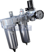 INDUSTRIAL RATED Three Stage Air Drying System - Air Particulate Filter, 0.01 Micron Coalescing Filter & Air Pressure Regulator Modular Combo 3, Metal Bowl (1/2" AUTO DRAIN)