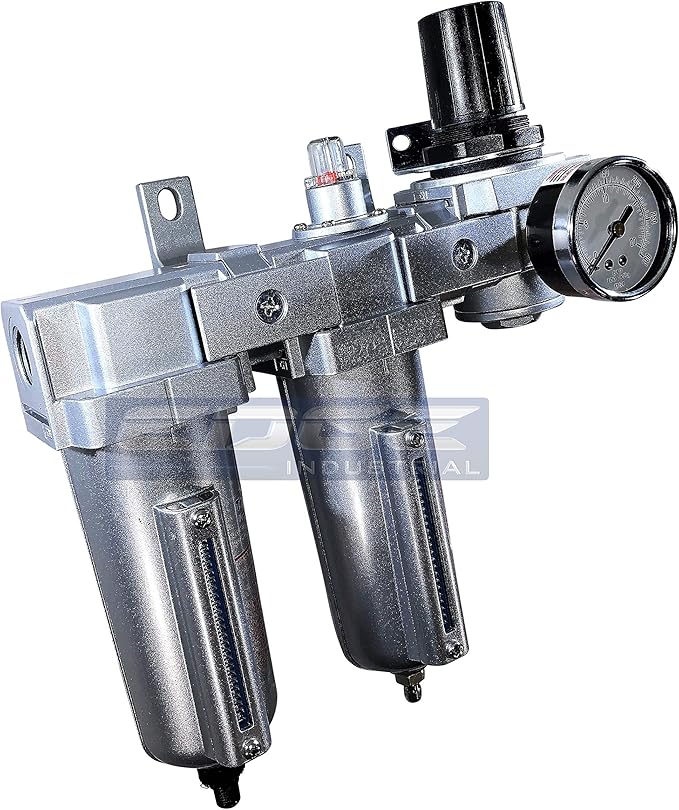 INDUSTRIAL RATED Three Stage Air Drying System - Air Particulate Filter, 0.01 Micron Coalescing Filter & Air Pressure Regulator Modular Combo 3, Metal Bowl (1/2" AUTO DRAIN)