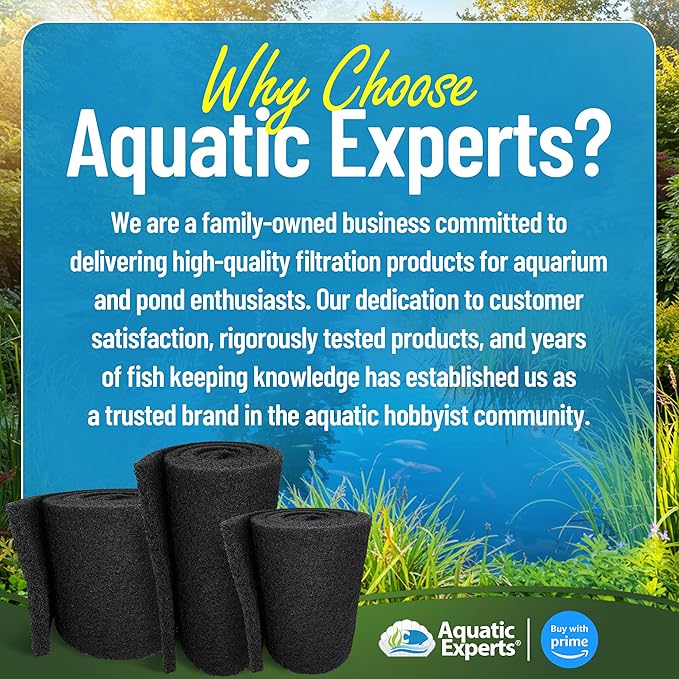 Aquatic Experts Classic Koi Pond Filter Pad COARSE – Bulk Roll Pond Filter Media, Rigid Ultra-Durable Latex Coated Fish Pond Filter Material US (18" x 72", Coarse (Black))