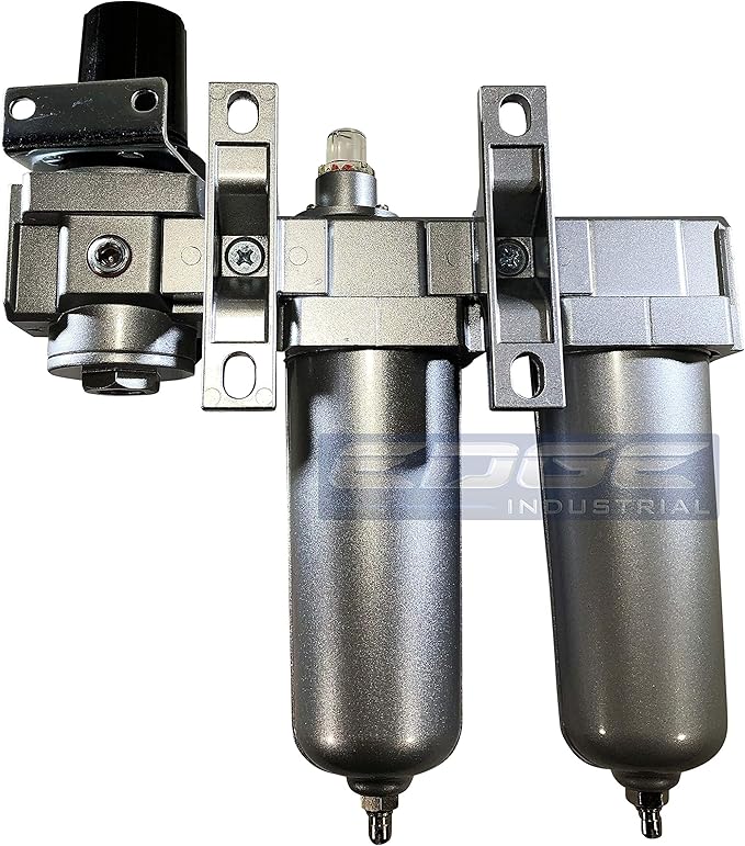 INDUSTRIAL RATED Three Stage Air Drying System - Air Particulate Filter, 0.01 Micron Coalescing Filter & Air Pressure Regulator Modular Combo 3, Metal Bowl (1/2" MANUAL DRAIN)