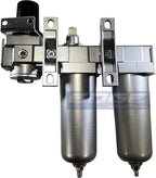 INDUSTRIAL RATED Three Stage Air Drying System - Air Particulate Filter, 0.01 Micron Coalescing Filter & Air Pressure Regulator Modular Combo 3, Metal Bowl (1/2" MANUAL DRAIN)