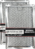 Air Filter Factory Replacement For Frigidaire FGMV174KFA Made In USA 12-Layer Microwave Oven Aluminum Mesh Grease 5.88 x 7.88 x 0.12 Inches Vent Filter 2-Pack