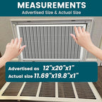 12x20x1 Air Filter-MERV 8, Washable & Reusable Electrostatic Air Filter, AC/HVAC Furnace Filter, Lasts a Lifetime, Permanent Filter, Breathe FresherHome And Office Actual Size:11.69x19.8x1 Inch
