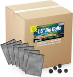 Aquatic Experts 1.5" Large Bio Balls for Ponds – Biological Filter Media for Waterfalls & Outdoor Pond Filters, Treats Up to 6,600 Gallons (2000 Count Bulk Box + Six 14" x 20" Mesh Bags)