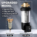 iSpring WSP50SL-ARJ-BP, NSF Certified, Whole House Spin Down Sediment Water Filter, 4 Modes Bypass, Includes Siliphos Helps Prevent Scale, Clear Housing, Jumbo Size, Touch-Screen Auto Flushing