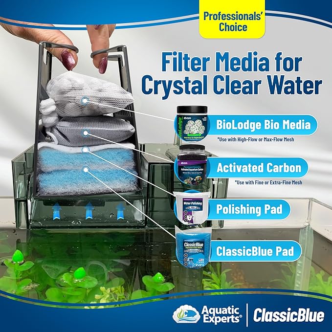 Aquatic Experts Classic Bonded Aquarium Filter Pad -12 Inches by 72 Inches by .75 Inch - Blue and White Aquarium Filter Media Roll Bulk Can Be Cut to Fit Most Filters, Made in USA