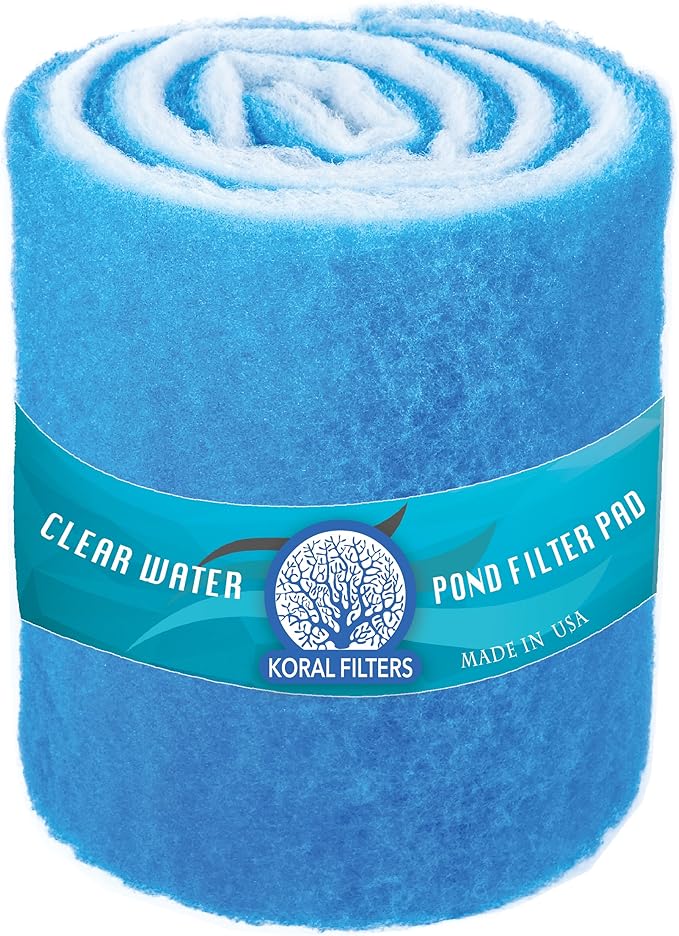 Premium Koi Pond Filter Media Roll - High-Efficiency Pond Filters for Outdoor Ponds, Reusable Fish Pond Filter Material, Made in USA (PRO - Blue - 8ft)