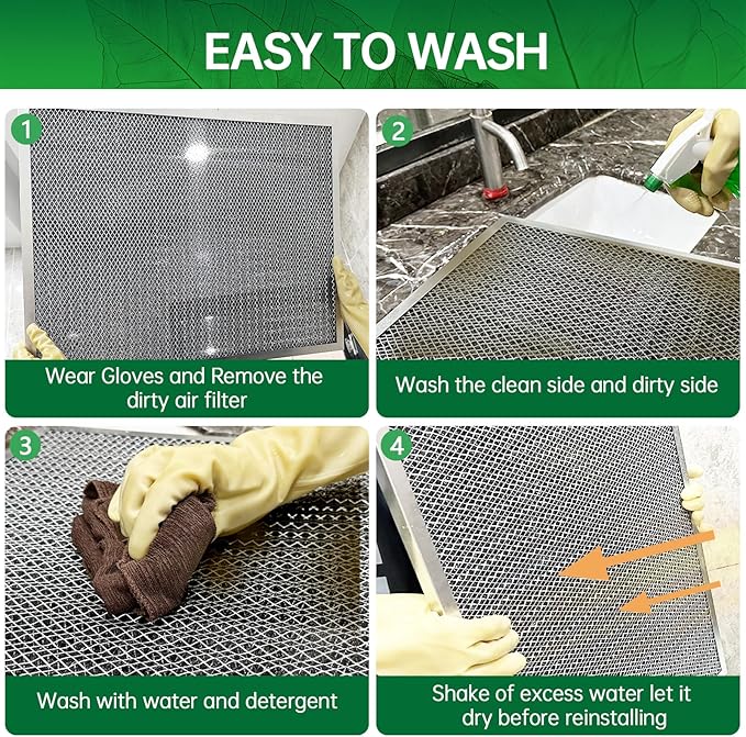 20x20x1 Air Filter Electrostatic Filter Reusable Washable HVAC AC Furnace Filter,MERV 8,Lasts a Lifetime, Healthier Home or Office(Actual Size:19.75x19.75x0.8 Inch)