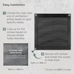 Vent Systems 10'' x 10'' Inch Black Soffit Vent Cover - Pack of 100 - Flat Square Air Vent Louver - Grille Cover - Built-in Insect Screen - HVAC Vents for Bathroom, Home Office, Kitchen 10x10 Inch