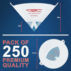 TCP Global - 125 Micron Filter Tips Ultra-Fine Paint Strainer (250 Pack) - Pure Blue Nylon Mesh Cone Strainer - Paint Filter Cones for Auto, House & Hobby