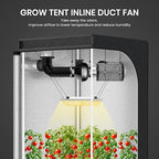 InfiniPower 4 Inch 195 CFM Inline Ventilation Fan 4" 8 Feet Aluminum Ducting, System Kit, Combo for Grow Tent, Greenhouse, Kitchen, Basement, Attic, Black