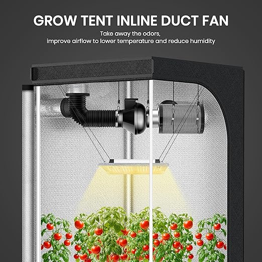 InfiniPower 4 Inch Inline Fan, 4" Black Air Carbon Filter, 8 Feet Silver Ducting Rope Hanger for Greenhouse Ventilation Equipment, Grow Tent, Basement