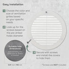 Vent Systems 6" Inch (Opening Dimensions) White Soffit Vent Cover - Plastic Round Air Vent Grille - Built-in Mesh Screen - HVAC Register Louver for Bathroom, Home, Kitchen