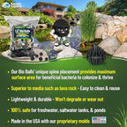 Aquatic Experts 1.5" Large Bio Balls for Ponds – Biological Filter Media for Waterfalls & Outdoor Pond Filters, Treats Up to 330 Gallons (100 Count + 10" x 12" Mesh Bag)