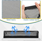 Zonon 12 Pcs 2 x 12 Inch Floor Register Trap Cover Vent Screen for Home Vent Mesh Elastic Band Filter Floor Register Trap Keeps Pet Hair, Food Out (Black)