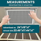 24x18x1 Air Filter-MERV 8, Washable & Reusable Electrostatic Air Filter, AC/HVAC Furnace Filter, Lasts a Lifetime, Permanent Filter, Breathe FresherHome And Office Actual Size:17.44x23.46x1 Inch