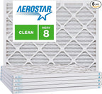 Aerostar 15x25x1 MERV 8 Air Filter, Pleated AC Furnace HVAC Filters (14.5x24.5x0.75), Electrostatically Charged for Allergies Dust Pet Dander Pollen Mold Lint, MPR 600 FPR 5, USA, 6 Pack