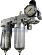 INDUSTRIAL RATED Three Stage Air Drying System - Air Particulate Filter, 0.01 Micron Coalescing Filter & Air Pressure Regulator Modular Combo 3, Metal Bowl (3/4" MANUAL DRAIN)
