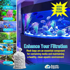 Aquatic Experts High Flow Filter Media Bag - Durable Filter Bags for Fish Tank, Secure Aquarium Media Bag with Drawstring, Media Bags for Aquarium and Pond, High Flow (White), 3” x 4” – 4 Pack