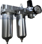 INDUSTRIAL RATED Three Stage Air Drying System - Air Particulate Filter, 0.01 Micron Coalescing Filter & Air Pressure Regulator Modular Combo 3, Metal Bowl (1/2" MANUAL DRAIN)