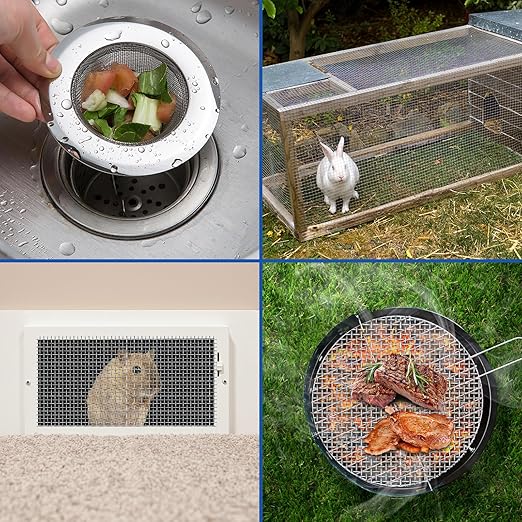 20 Mesh 304 Stainless Steel Mesh Screen, 15.7'' x 142''(40cm x 360cm) Wire Screen Mesh, Rust Free Woven Wire Mesh, Metal Mesh Screen for Air Vents, Window Screen, Filters, Garden Covers