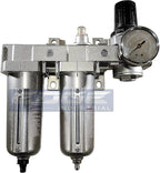 INDUSTRIAL RATED Three Stage Air Drying System - Air Particulate Filter, 0.01 Micron Coalescing Filter & Air Pressure Regulator Modular Combo 3, Metal Bowl (1/2" AUTO DRAIN)
